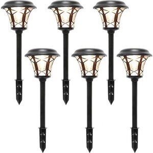 6 Pack 25 Lumen Solar Powered Pathway Lights,Super Bright SMD LED Outdoor Lights